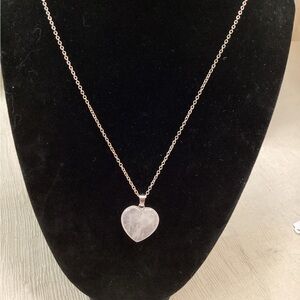 Elegant Pink Heart Rose Quartz Pendant Necklace